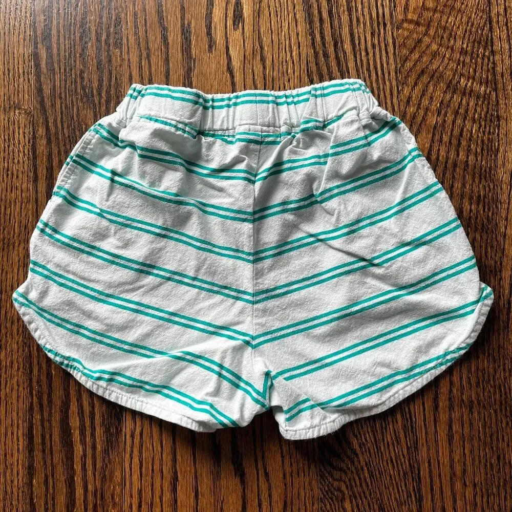Kids Striped Two-Piece Matching Set in Light Gray and Teal